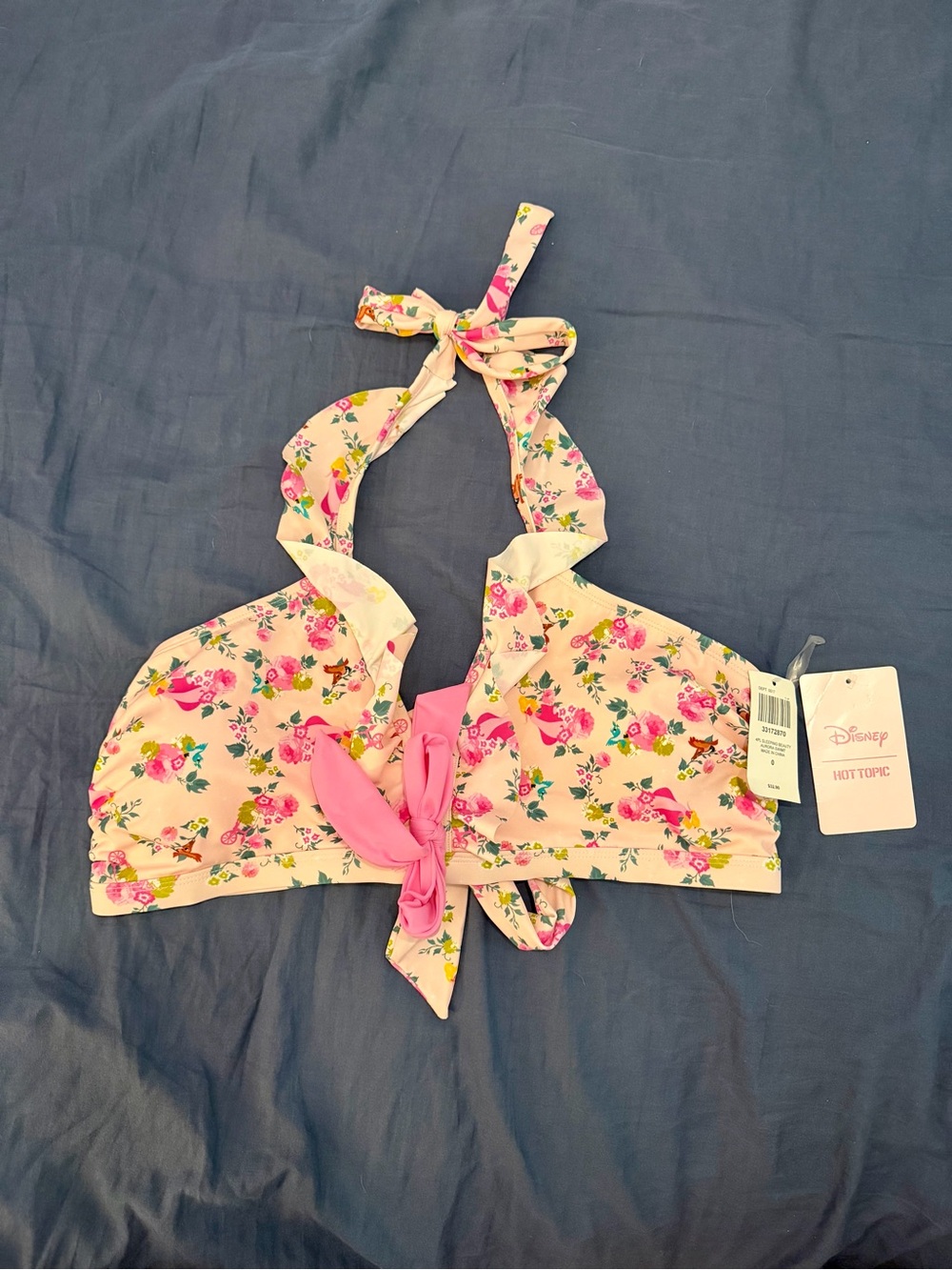 Disney x Hot Topic Pink Floral Halter Bikini Top